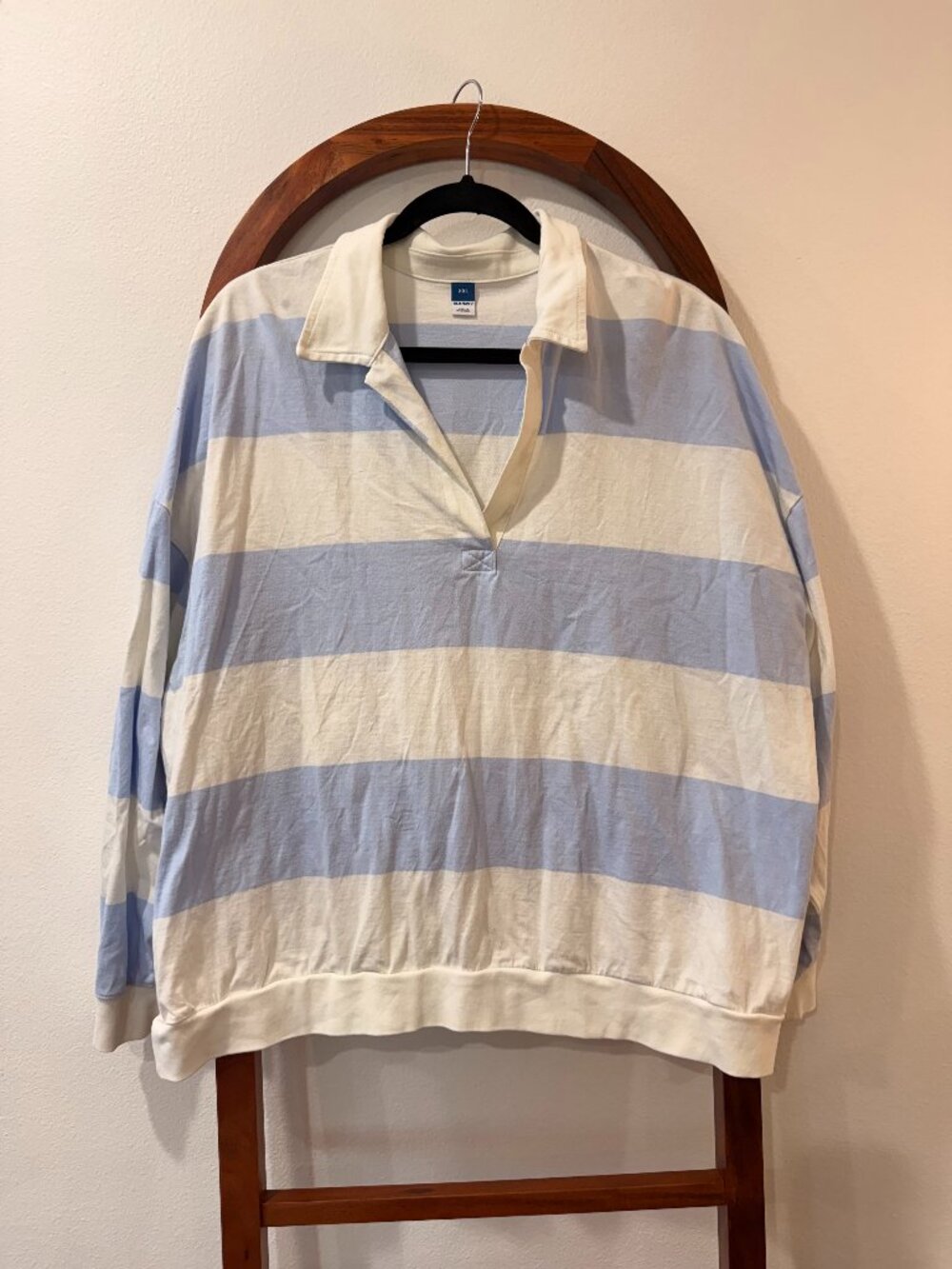Old Navy Rugby Shirt // Blue and White striped // Size XXL